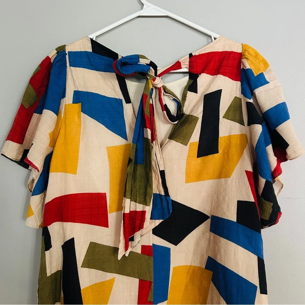 Ursa Minor Studio Piet Multicolor Geometric Print Midi Dress Size Medium - Picture 5 of 8